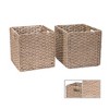 Hastings Home Foldable Square Hand-Weaved Wicker Storage Bins Set – 12", Natural, Set of 2 - 3 of 4