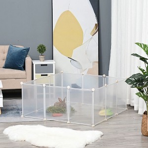 Resenkos Pet Playpen DIY Small Animal Cage Open Enclosure Portable Plastic Fence 12 Panels for Bunny Chinchilla Guinea Pig White, 18" x 14" - 1 of 4