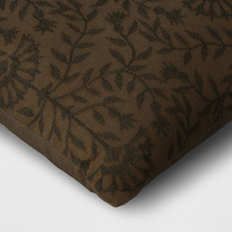 Embroidered Floral Throw Pillow Dark Green - Threshold™, 5 of 8