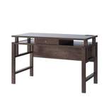 FC Design 47.25"W Writing Desk with Built-in Outlet and USB Charging Ports in Walnut Oak Finish