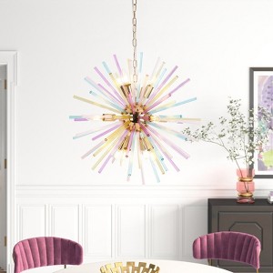 Rennnsan Luthon 22"W 12-Light Sputnik Dandelion Color Glass Modern Dimmable Chandelier in Gold - 1 of 4