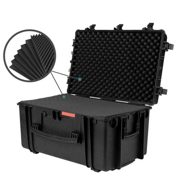 Black Weatherproof Polypropylene Hard Case with Wheels for Audio Equipment