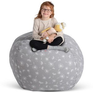 Creative QT Stuff 'n Sit Large 33'' Bean Bag Storage Cover for Stuffed Animals & Toys - Gray Dandelion Print - Toddler & Kids - 1 of 4
