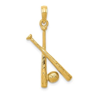 Black Bow Jewelry 14k Yellow Gold Polished Bats and Ball Pendant - 1 of 4