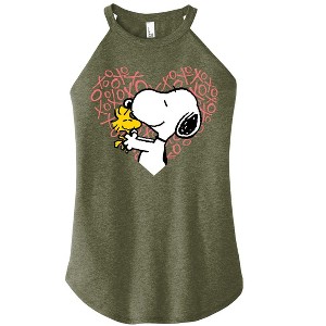 Women's - Peanuts - Snoopy Woodstock Xo Heart Graphic High Neck Tank - 1 of 4