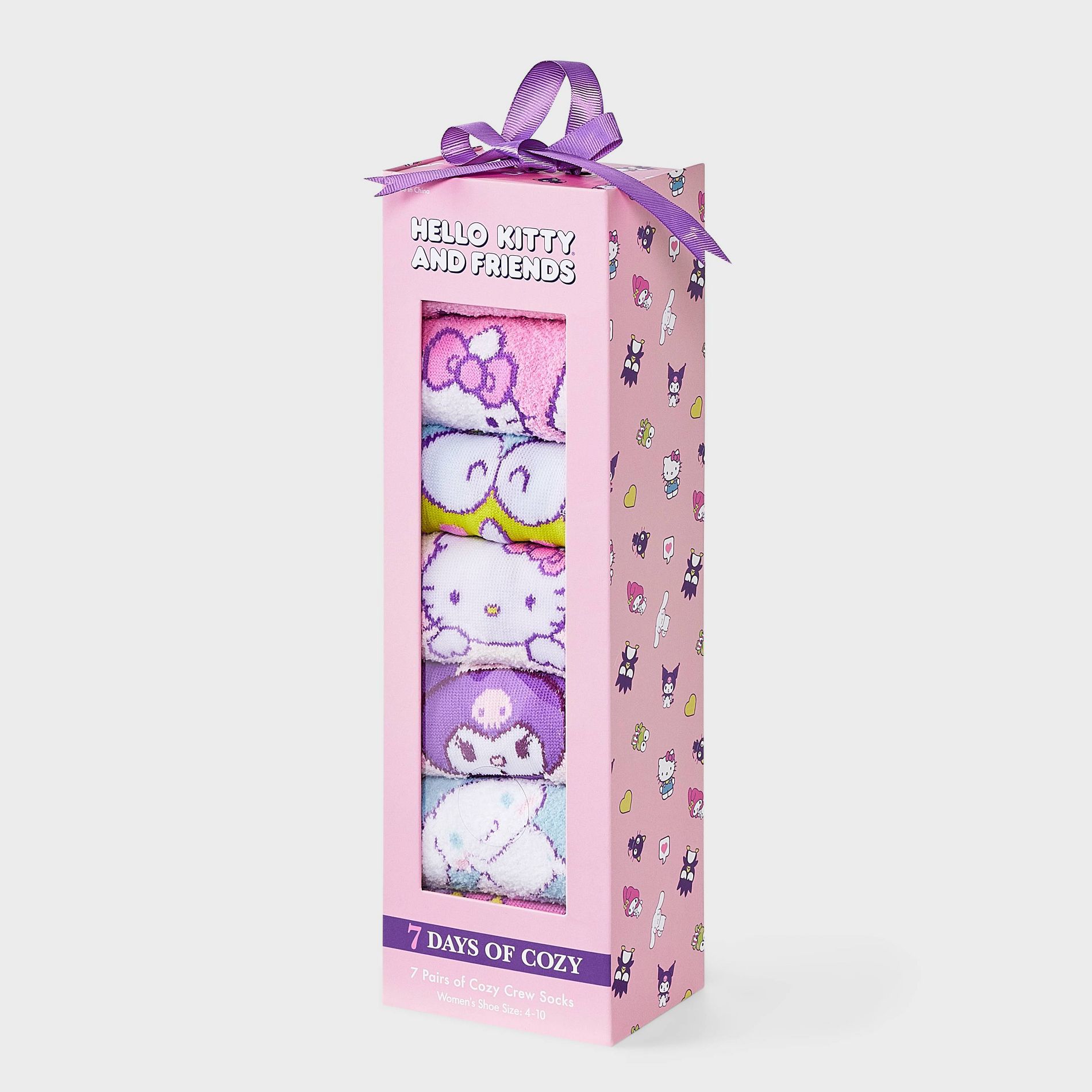 Women's Hello Kitty 7 Days of Cozy Crew Socks Gift Box - Assorted Color 4-10
