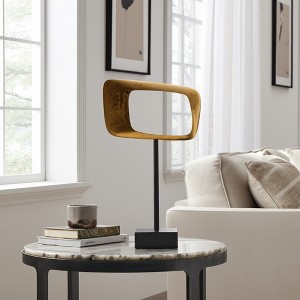 Modern Abstract Metal Sculpture - Aluminum Decorative Accent for Home or Office - Art Piece for Living Room, Bedroom, Desktop, Decor - 22" Gold - 1 of 4