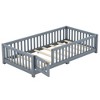 CAVINAS Twin Size Wood Montessori Bed,Modern Floor Bed with Safety Guardrails and Door,Toddler Bed for Bedroom - 4 of 4