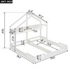Twin Size House-Shaped Platform Bed Frame Floor Bed Two Shared Beds with Shelves and Guardrail, Creamy White - ModernLuxe - 3 of 4