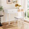 White  Makeup Vanity Desk With Mirror & Stool, Women Mid Century Modern Vanity Table for Living Room, Bedroom,Wood Dressing Table with 3 Drawers - 4 of 4
