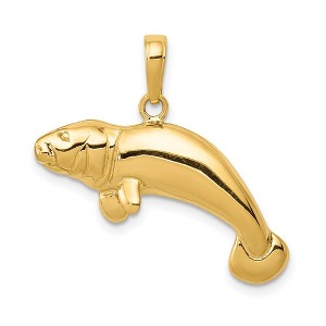 Black Bow Jewelry 14k Yellow Gold 26mm Manatee Pendant - 1 of 4