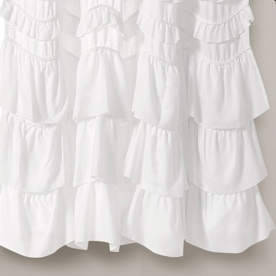 White Ruffled Polyester Rod Pocket Curtain Panel for Kids