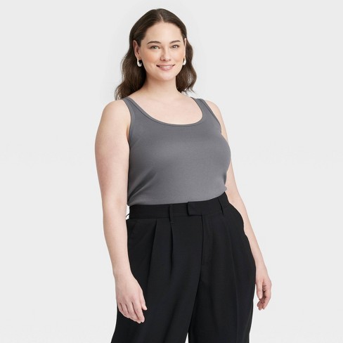 Women's Slim Fit Ribbed High Neck Tank Top - A New Day™ Black/white S :  Target