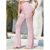 Wikineon Womens Beach Cover Up Pants Boho Crochet Knit High Waist Drawstring Sheer Hollow Swim Pant Swimwear - 4 of 4
