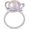 EVERLY JEWELRY | Sterling Silver 0.9 CT TGW Cubic Zirconia And 11.5-12 mm Pink Freshwater Cultured Fashion Pearl Ring - 4 of 4