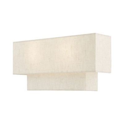 English Bronze Dimmable 2-Light Sconce with Fabric Shade