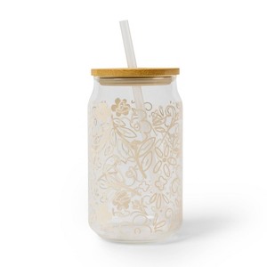 16 fl oz Glass Tumbler Floral - Bullseye's Playground™ - 1 of 3