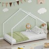Racxily Twin House Bed with Roof & Lights, Iron Frame for Kids & Teens, White/Black - 2 of 4