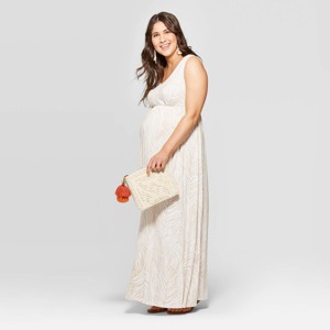 Maternity Sleeveless V-Neck Knit Maxi Dress - Isabel Maternity by Ingrid & Isabel Beige S, Women