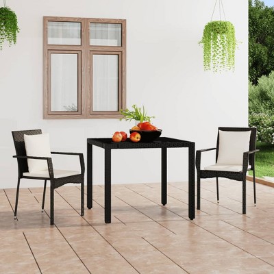 vidaXL Patio Chairs with Cushions 2 pcs Poly Rattan Black