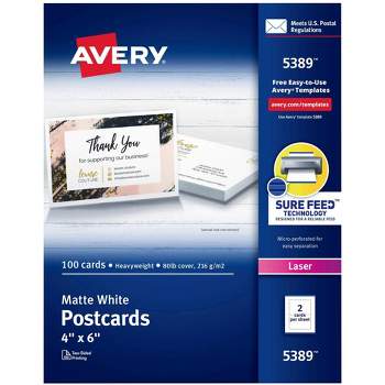 Avery Postcards For Laser Printers, 4 x 6 Inches, White, Pack of 100