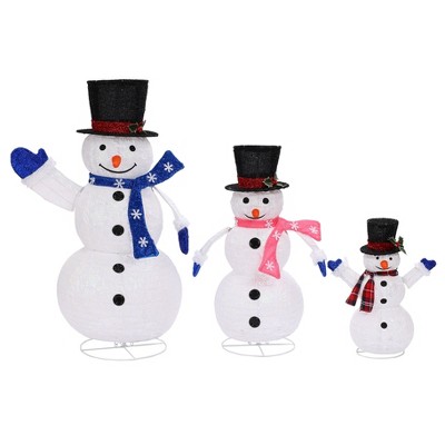 Twinkling LED Snowman Family - Set of 3