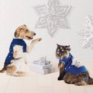 Polar Bear Dog Sweater - Wondershop™ Dark Blue - 1 of 4