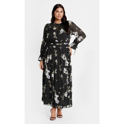 Women's Plus Size Amira Print Maxi Dress - ivory floral | CITY CHIC
