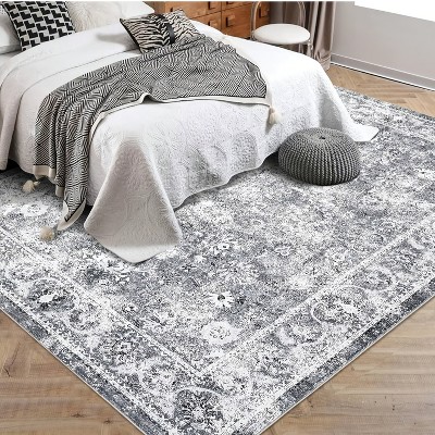 Garvee Large Vintage Floral Rug for Living Room,Washable Distressed Rug -Accent Throw Rug