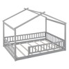 NicBex Full Size Wood Montessori Bed with House Shaped Frame,Floor Bed with Safety Fence,Modern Toddler Bed for Bedroom,Gray - 4 of 4