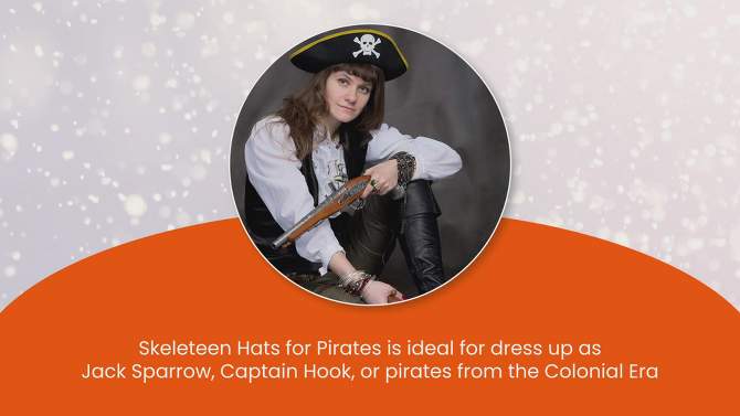 Skeleteen Childrens Tri Corner Pirate Costume Hat - Black and Gold, 2 of 7, play video