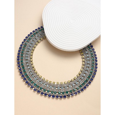 SOHI Women's Sapphire Blue:Emerald Green The Egyptian Bijou Statement Necklace
