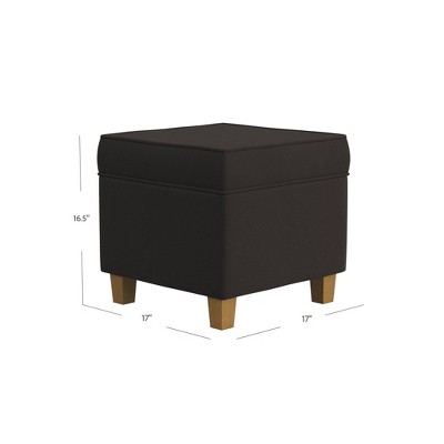 Chocolate Brown Velvet Square Storage Ottoman with Honey Oak Legs