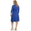 Rekucci Curvy Fit Plus Size Women's 3/4 Sleeve Tummy Control Dress – Flattering Surplice Neckline & Ruched Waist - 3 of 3