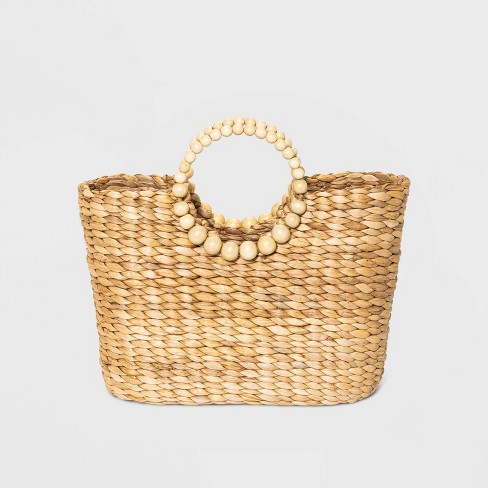 Circle Handle Straw Tote Handbag - A New Day™ Natural - image 1 of 2