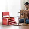VEVOR Metal Tool Box, 8.6-inch, Portable Metal Tool Box with 3 Drawers, Small Tool Chest with EVA Liners and PP Feet Pads, Heavy-Duty Steel, Red - 2 of 4