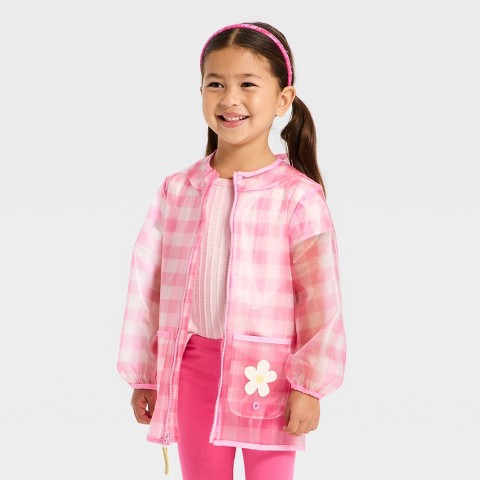 Детские куртки Cat & Jack Toddler Girls' Gingham Daisy Clear Rain Jacket - Cat & Jack™ Pink 2T