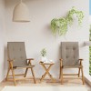 vidaXL Reclining Garden Chair Set of 2 Taupe, Teak - 2 of 4