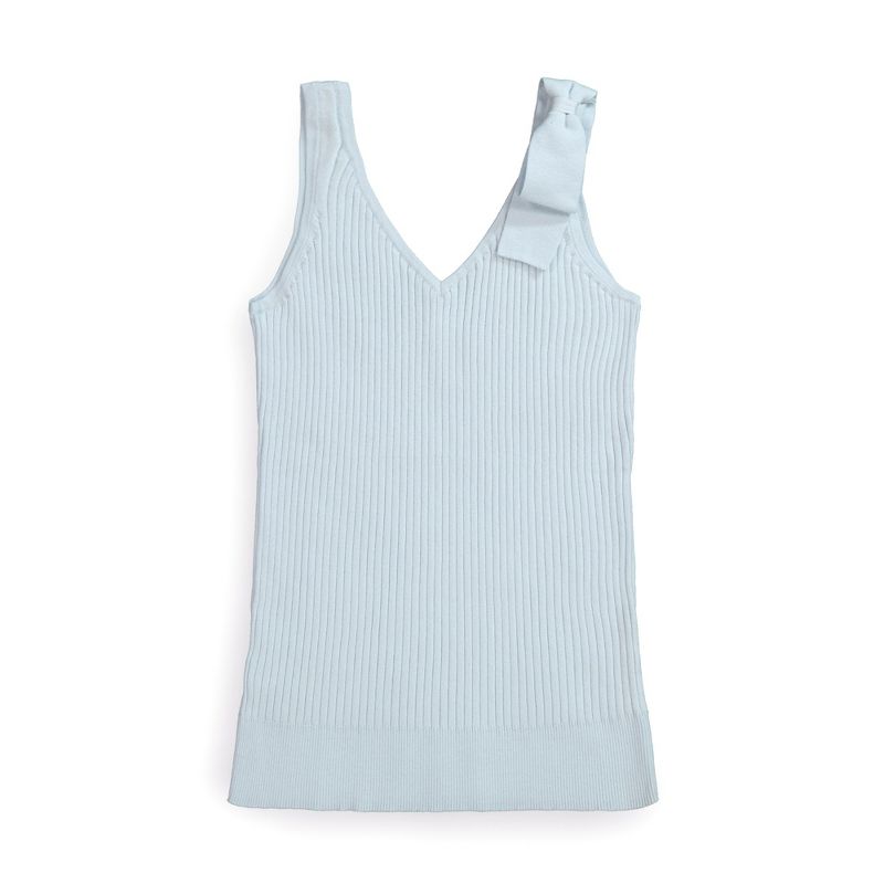 Hope & Henry Womens' V-Neck Rib Knit Tank with Bow, 6 of 7