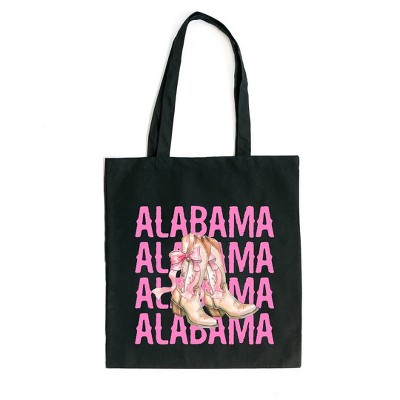 City Creek Prints Coquette Alabama Cowgirl Boots Canvas Tote Bag - 15x16 - Black