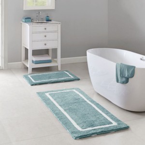 FONTOI Bittman Reversible Bathroom Rugs High Pile Luxrurious Tufted Plush Bath Mat Absorbent Indoor Shower Geometric Design Mat Indoor Room Décor - 1 of 4