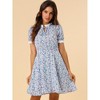 Allegra K Women's Lace Crochet Contrast Collar Ruffle Tie Neck Short Sleeve Floral Dress - 3 of 4