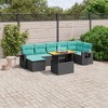 vidaXL 8 Piece Patio Sofa Set with Cushions Black Poly Rattan - 2 of 4