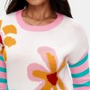 Knit & Lounge Women’s Colorblock Floral Stripe Pullover Sweater Long Sleeve Crew Neck Contrast Ribbed Trim - 2 of 4