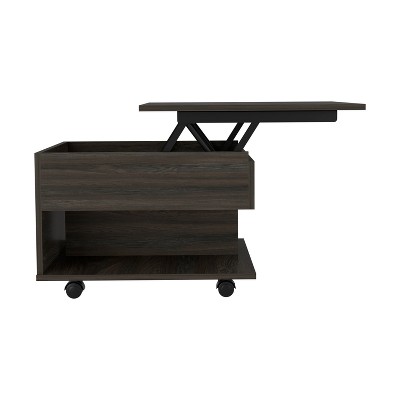 Modern Babel Lift-Top Coffee Table in White & Light Oak with Storage