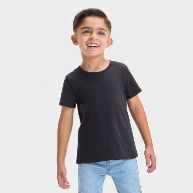 Toddler Boys' Short Sleeve Solid T-Shirt - Cat & Jack™ Black 12M