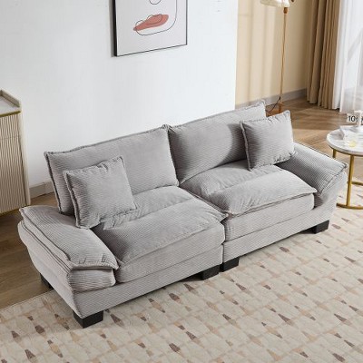 NicBex 84" Corduroy Sleeper Sofa with 23" Deep Seat, Upholstered Loveseat Sofa with 2 Supportive Pillows, Couches for Living Room