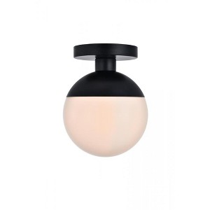 Elegant Lighting Eclipse 1 Light Black Flush Mount With Frosted White Glass - 1 of 4