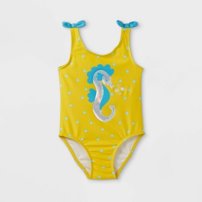 Toddler Girls' Seahorse Print One Piece Swimsuit - Cat & Jack™ Yellow