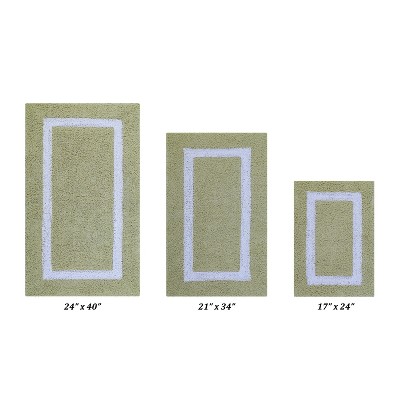 Hotel Bath Rug 100% Premium Cotton Tufted Weave Two Tone Reversible 3 Piece Bathroom Rug Set, Super Soft & Water Absorbent, Machine Washable Bathmat